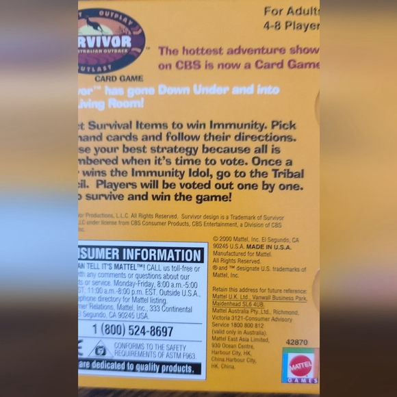 Adult Card Game Survivor by Mattel 4-8 Players - Picture 2 of 3